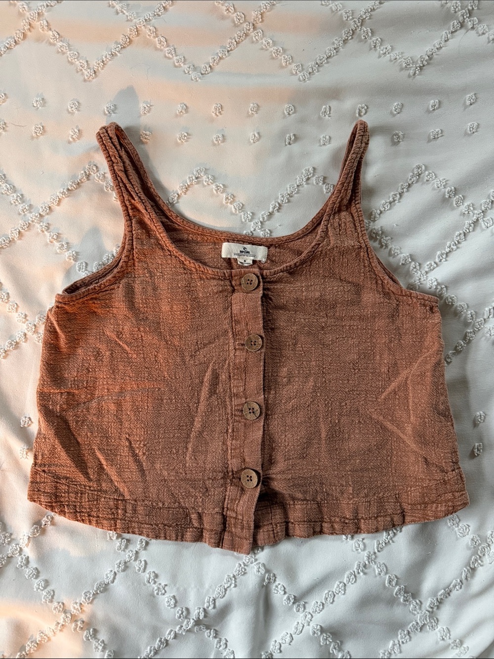 Rip Curl Surf Button-Front Cropped Tank Top Size Small